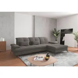 Ecksofa in Flachgewebe Graphitfarben 279/185 cm