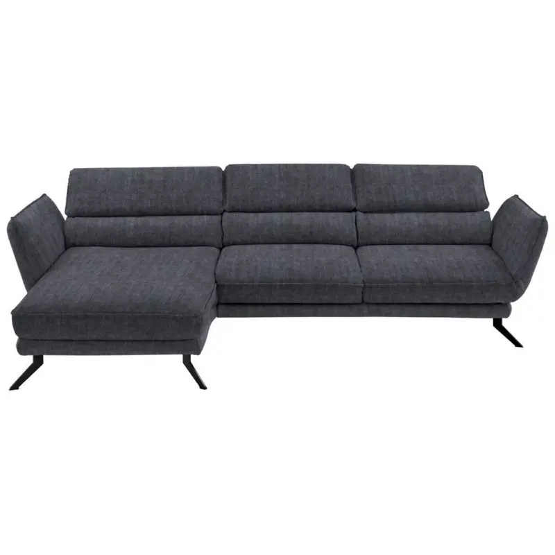 Ecksofa Valdera in Velours Grau 153/283 cm