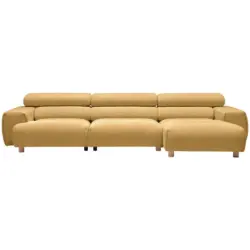Ecksofa in Velours Currygelb 329/150 cm
