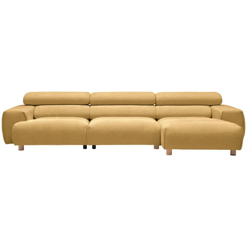 Ecksofa in Velours Currygelb 329/150 cm