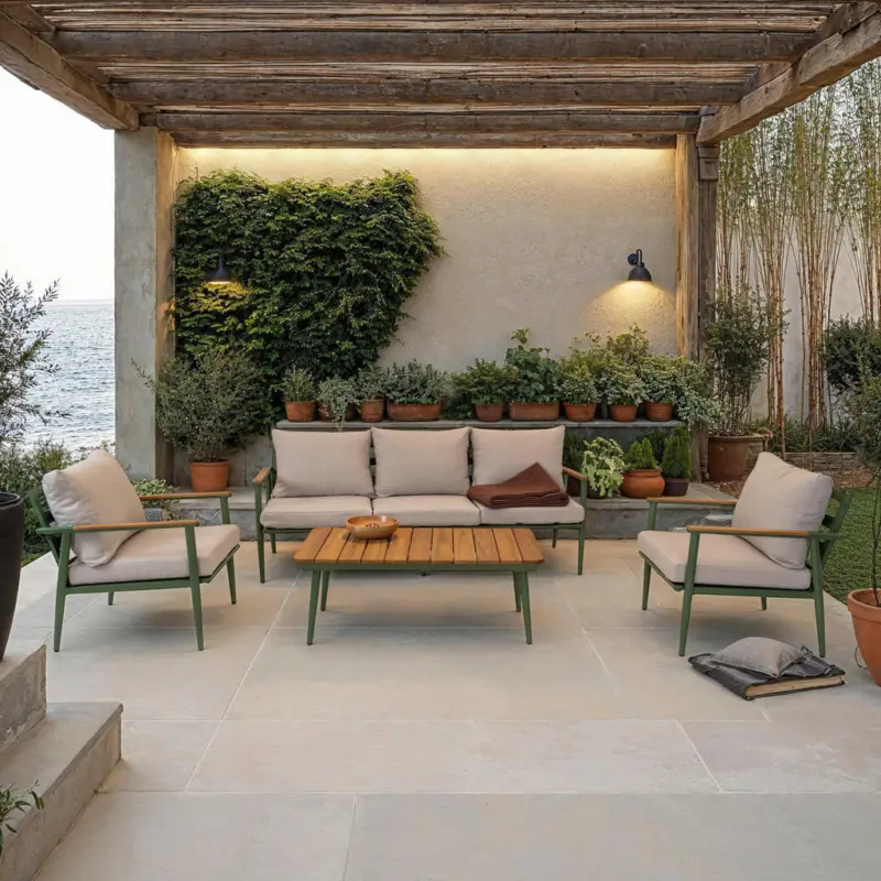 Loungegarnitur 3-teilig Teakholz Aluminium