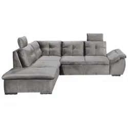 Ecksofa in Mikrovelours Hellgrau