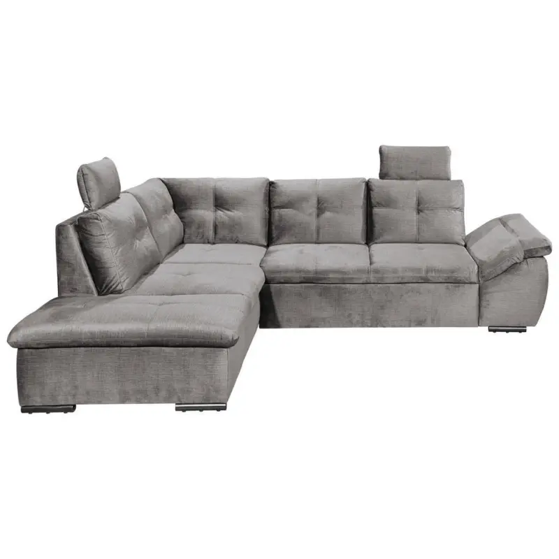 Ecksofa in Mikrovelours Hellgrau