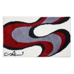 Badteppich Rot, Wei&szlig; 70/120 cm