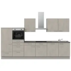 K&uuml;chenleerblock 360 cm in Grau, Schieferfarben, Hellgrau