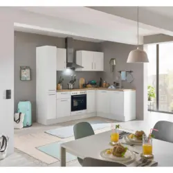 Eckk&uuml;che 240/165 cm in Wei&szlig;, Eiche Artisan