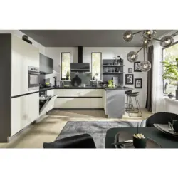 Eckk&uuml;che in Anthrazit, Dunkelgr&uuml;n, Magnolie