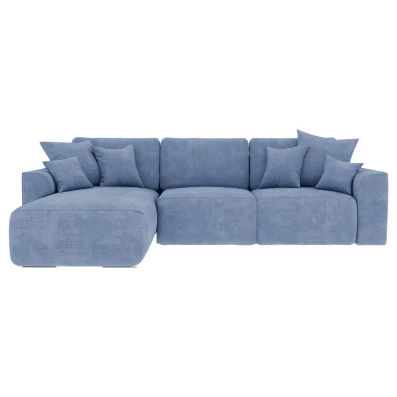 Ecksofa in Samt Hellblau 195/293 cm