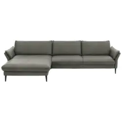 Ecksofa in Echtleder Grau 172/334 cm