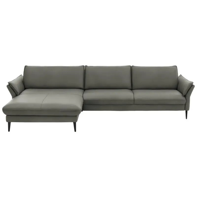 Ecksofa in Echtleder Grau 172/334 cm