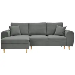 Ecksofa in Webstoff Dunkelgrau 145/240 cm