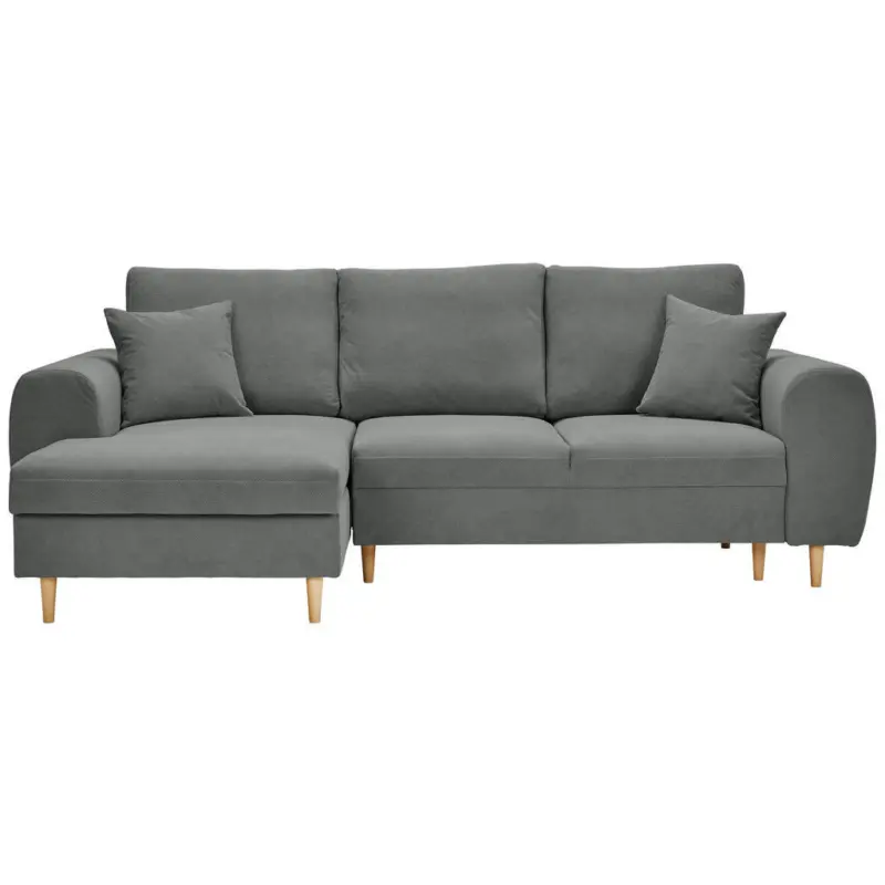 Ecksofa in Webstoff Dunkelgrau 145/240 cm