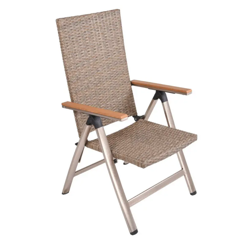 Gartenstuhl Metall, Kunststoff Champagner, Graubraun