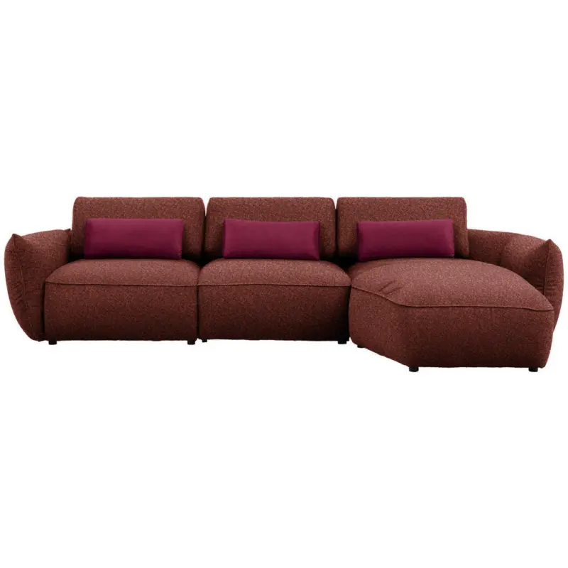 Ecksofa in Chenille Bordeaux 340/190 cm