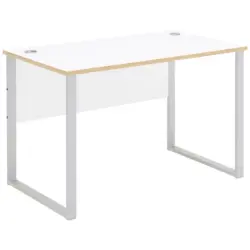 Schreibtisch in Silberfarben, Wei&szlig;, Eiche Artisan