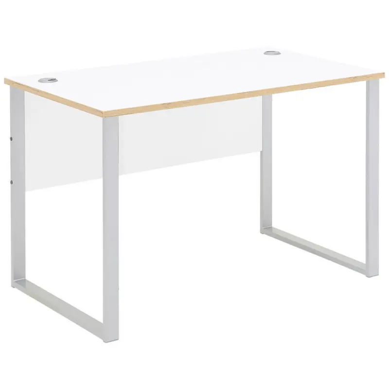 Schreibtisch in Silberfarben, Wei&szlig;, Eiche Artisan