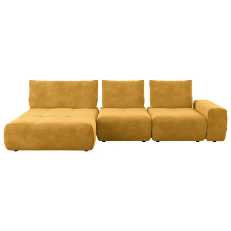 Ecksofa in Velours Currygelb 174/347 cm