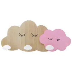 Garderobenleiste in Kiefer Naturfarben, Rosa, Wei&szlig;