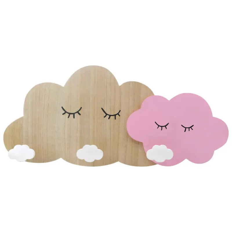 Garderobenleiste in Kiefer Naturfarben, Rosa, Wei&szlig;