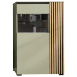 Highboard Schwarz, Wildeiche, Schilfgr&uuml;n 87/136/45 cm