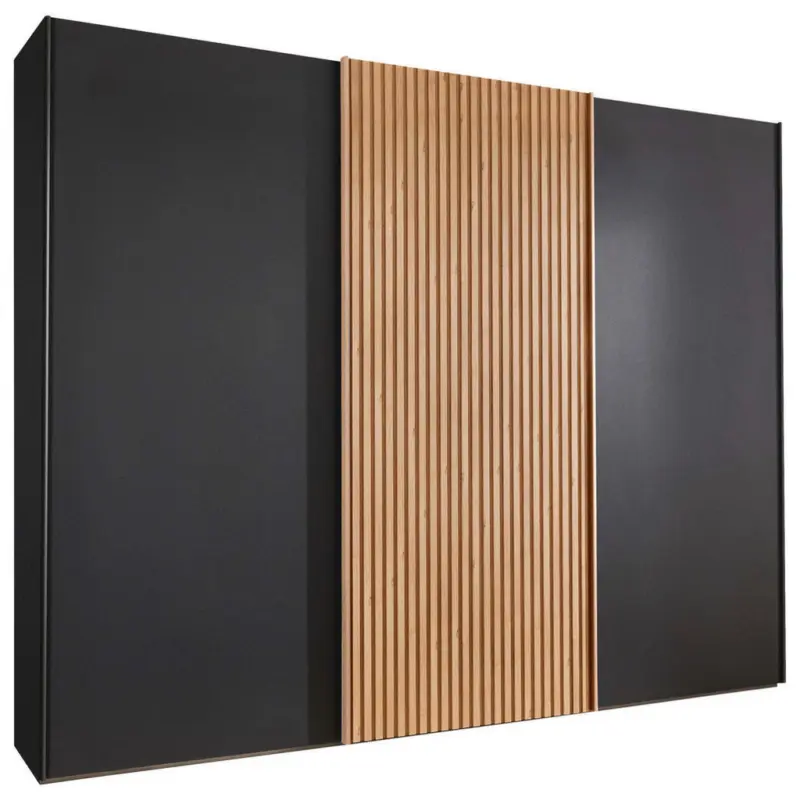 Schwebet&uuml;renschrank in Graphitfarben, Eiche Bianco