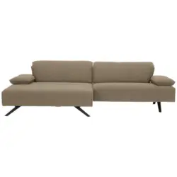 Ecksofa in Flachgewebe Hellbraun 166/280 cm
