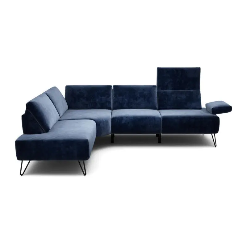 Ecksofa Cosy in Samt Dunkelblau 193/248-263 cm