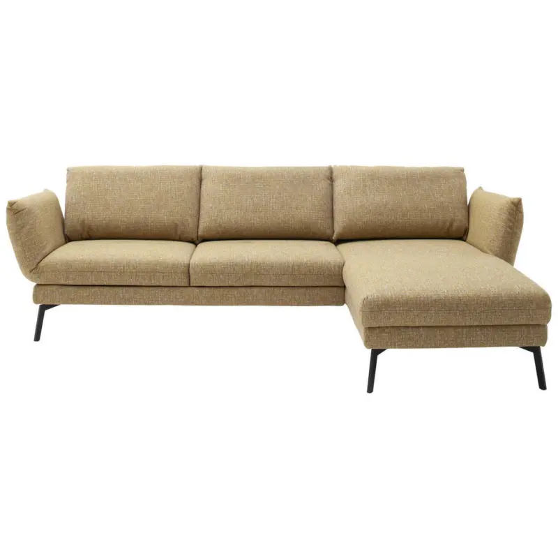 Ecksofa in Flachgewebe Gelb 277/175 cm