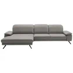 Ecksofa Dieter Knoll in Echtleder Hellgrau 193/332 cm