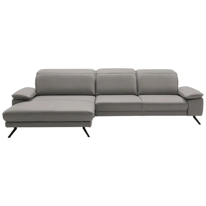 Ecksofa Dieter Knoll in Echtleder Hellgrau 193/332 cm