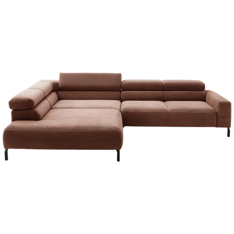 Ecksofa in Cord Rostfarben 219/309 cm