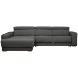 Ecksofa in Chenille Schwarzbraun 206/316 cm