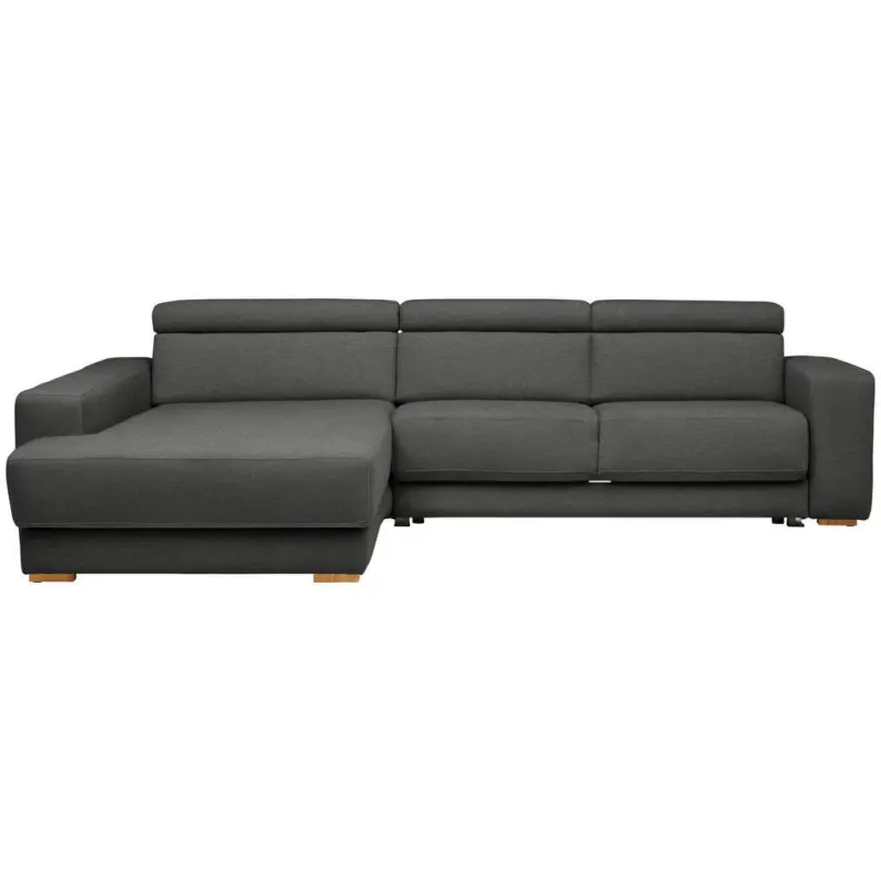 Ecksofa in Chenille Schwarzbraun 206/316 cm