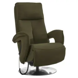 Relaxsessel in Leder Olivgr&uuml;n