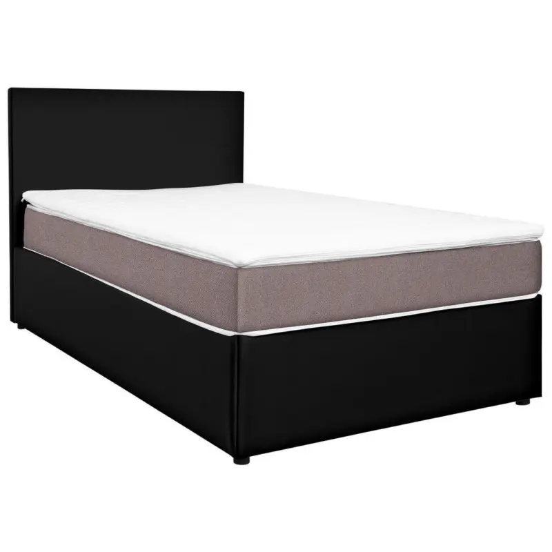 Boxbett 120/200 cm in Schwarz, Hellbraun
