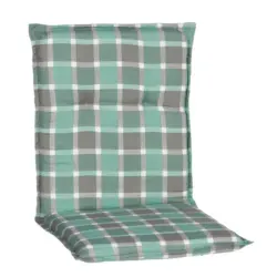 Sesselauflage in Grau, T&uuml;rkis Karo