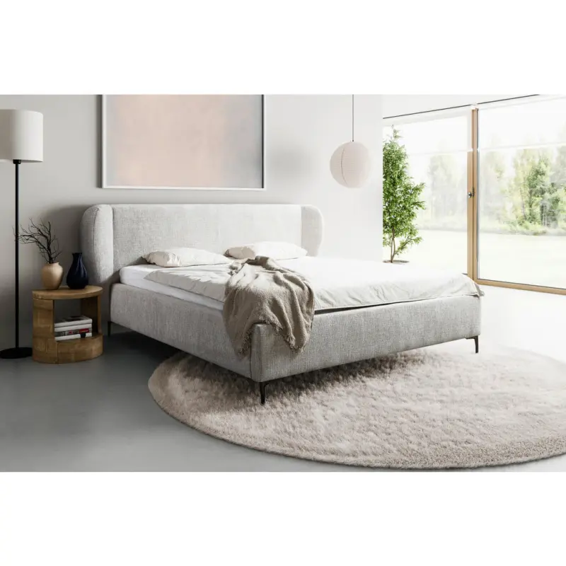 Polsterbett Lattenrost, Bettkasten Beige 180/200 cm