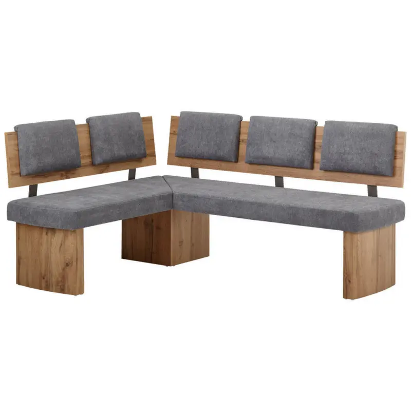 Eckbank 155/195 cm in Grau, Eichefarben