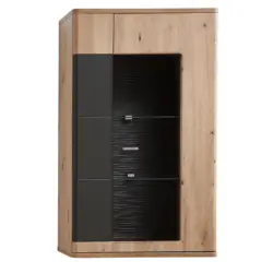 H&auml;ngevitrine in Graphitfarben, Eichefarben