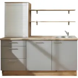 K&uuml;chenleerblock 180 cm in Grau, Eichefarben