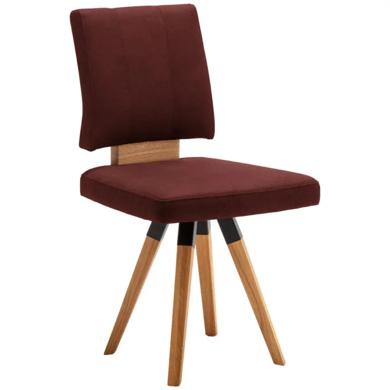 Stuhl in Holz, Textil, Holzwerkstoff Rot, Schwarz, Eichefarben