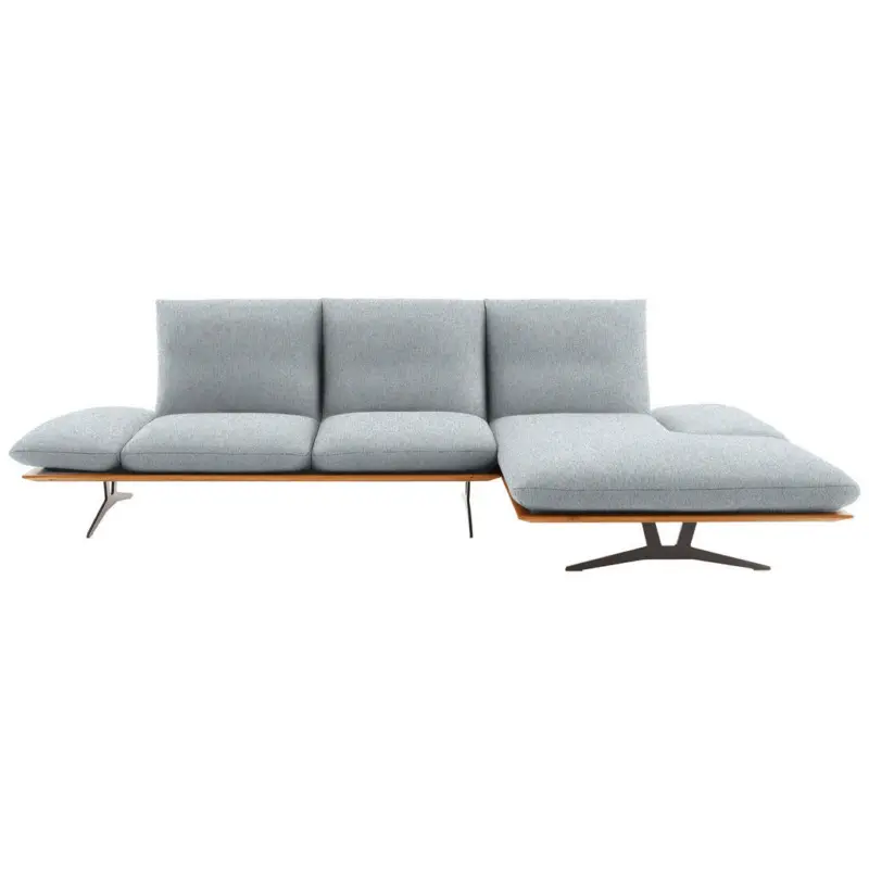 Ecksofa in Flachgewebe Hellgrau 314/159 cm