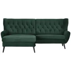 Ecksofa in Cord Gr&uuml;n 165/237 cm