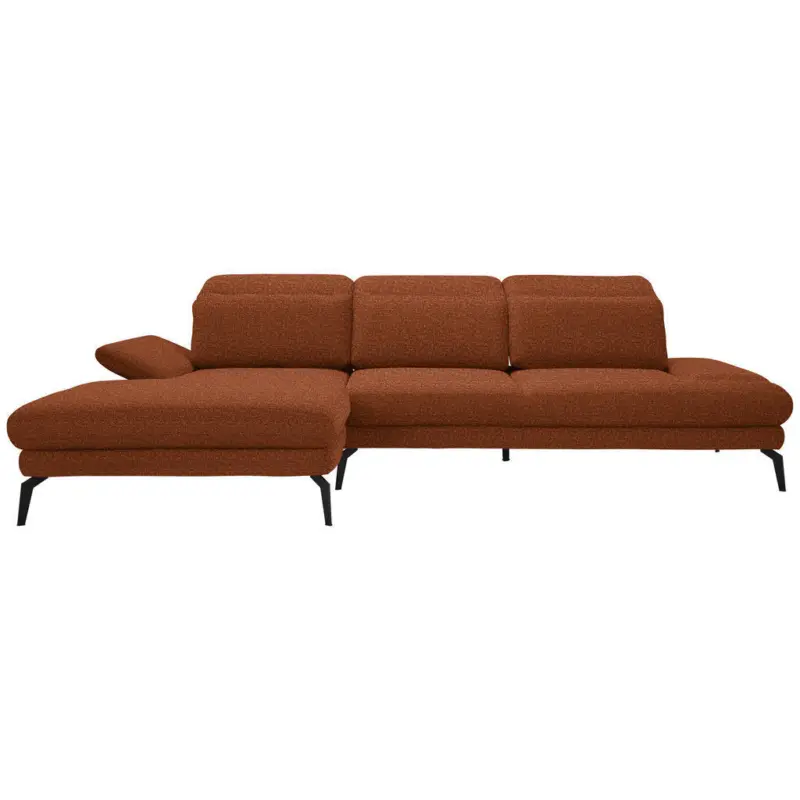 Ecksofa in Webstoff Rostfarben 180/289 cm