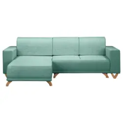 Ecksofa Bella in Textilgeflecht Mintgr&uuml;n 257/174 cm