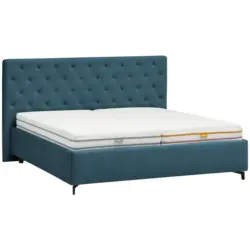 Polsterbett gepolstertes Kopfteil, Lattenroste Blau 160/200 cm