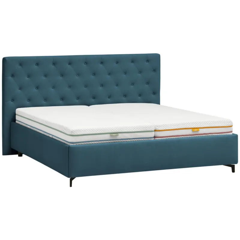 Polsterbett gepolstertes Kopfteil, Lattenroste Blau 160/200 cm