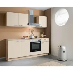 K&uuml;chenblock 200 cm in Creme, Eichefarben