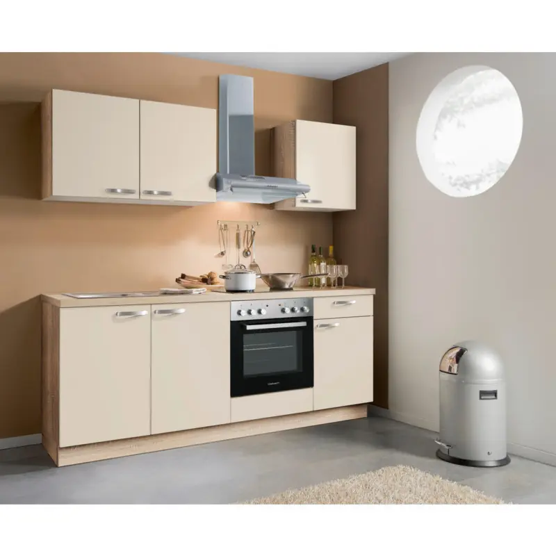 K&uuml;chenblock 200 cm in Creme, Eichefarben