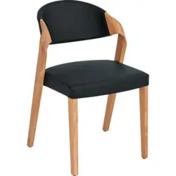 Stuhl in Holz, Leder Eichefarben, Dunkelblau